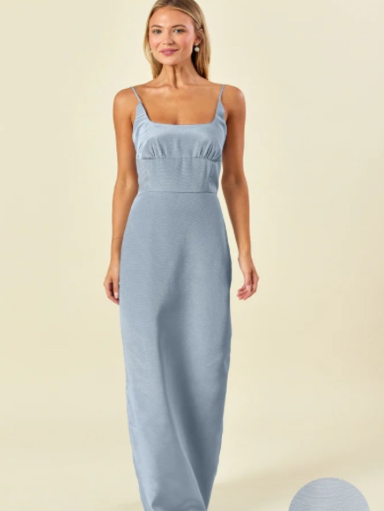 Lulakate Dresses & Skirts - Strapless Light Blue Maxi Dress with Square Neckline